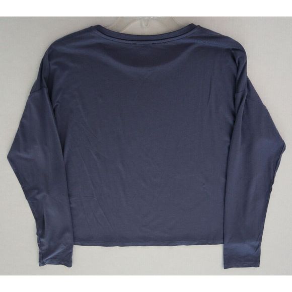 Eileen Fisher Women's Sz XS Twilight Blue Crew Neck L/S Boxy Short Top $138 - Picture 6 of 6